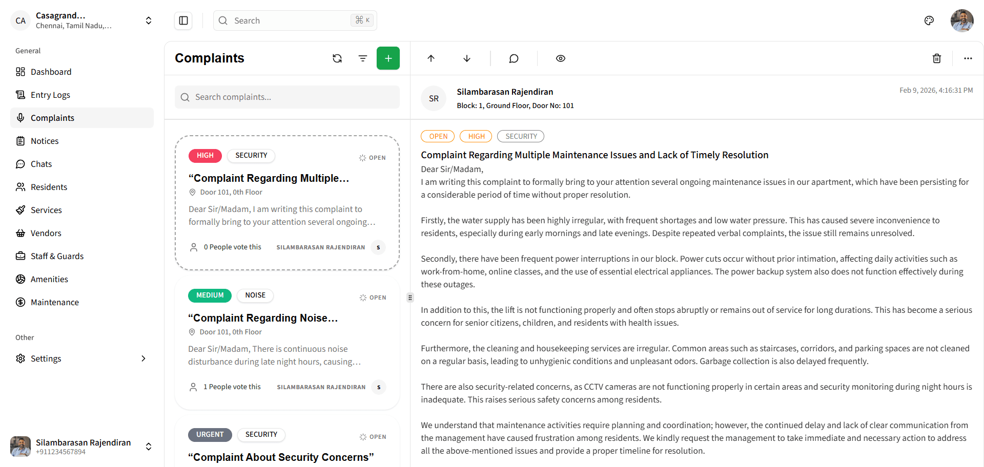 Complaints Dashboard