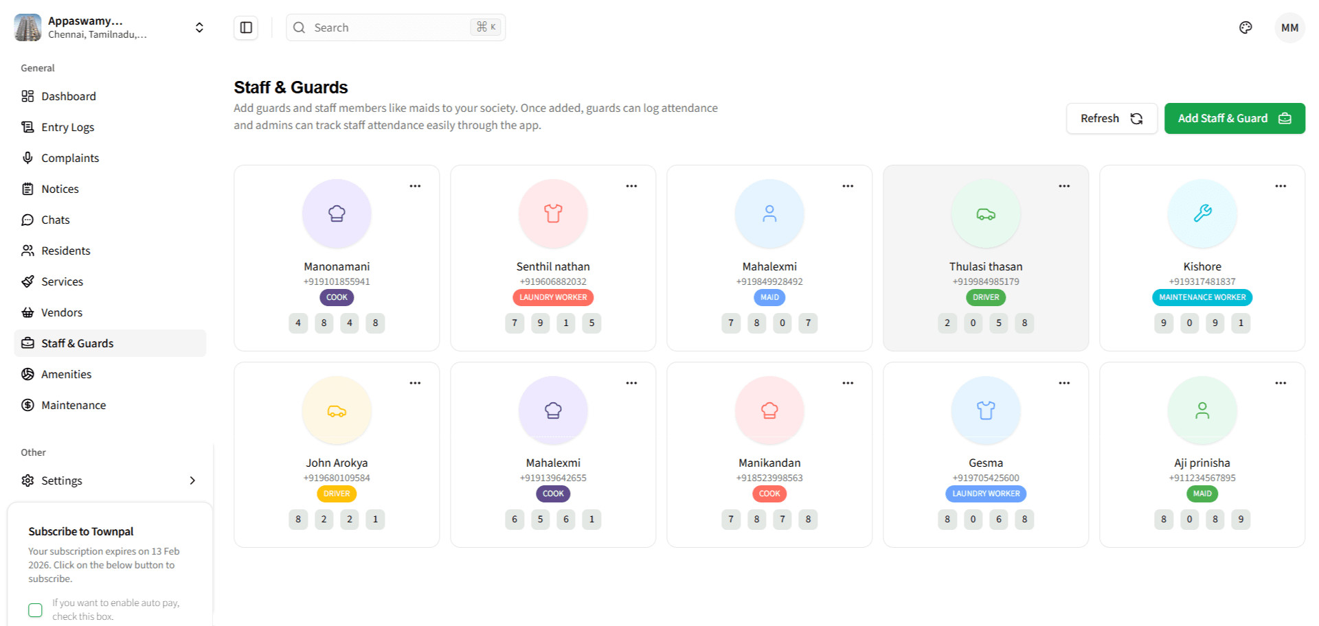 Staff & Attentance Dashboard